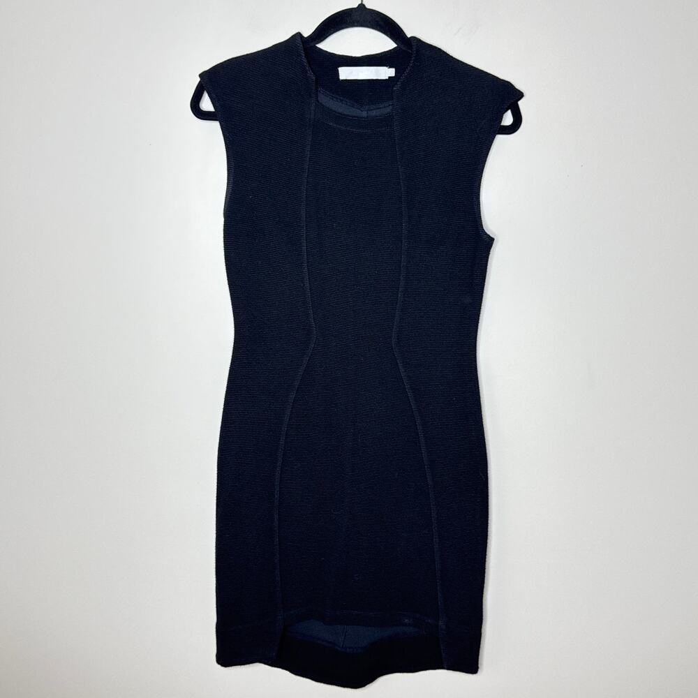 Kain Label Black Ribbed Knit Sweater Cap‎ Sleeve Sheath Small Dress LBD Party